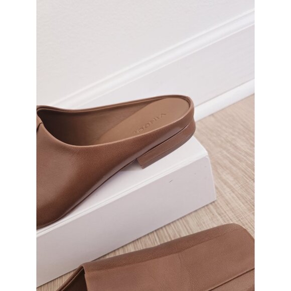 Vince Nida Brown Leather Square Toe Backless Slip On Mule Loafer Shoes 9 39 - Picture 5 of 10